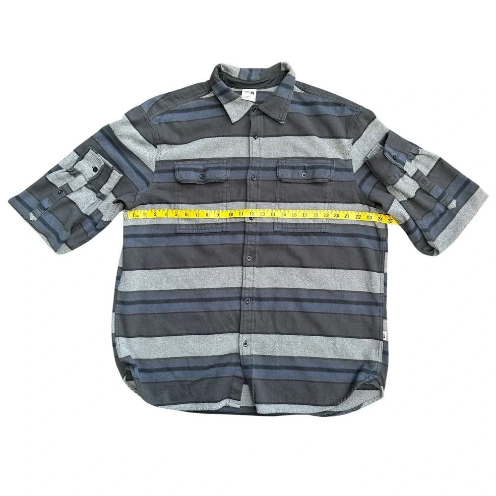 The North Face Mens XL Arroyo Heavyweight Flannel Shirt Striped Grey Blue - Picture 10 of 10
